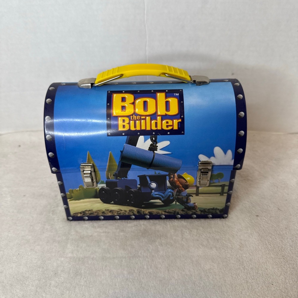 Vintage 2001 Bob the‎ Builder HIT Entertainment Metal Lunchbox w Handle 5.5"H
